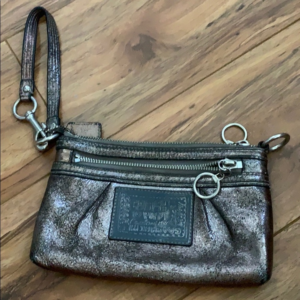 Silver coach wristlet